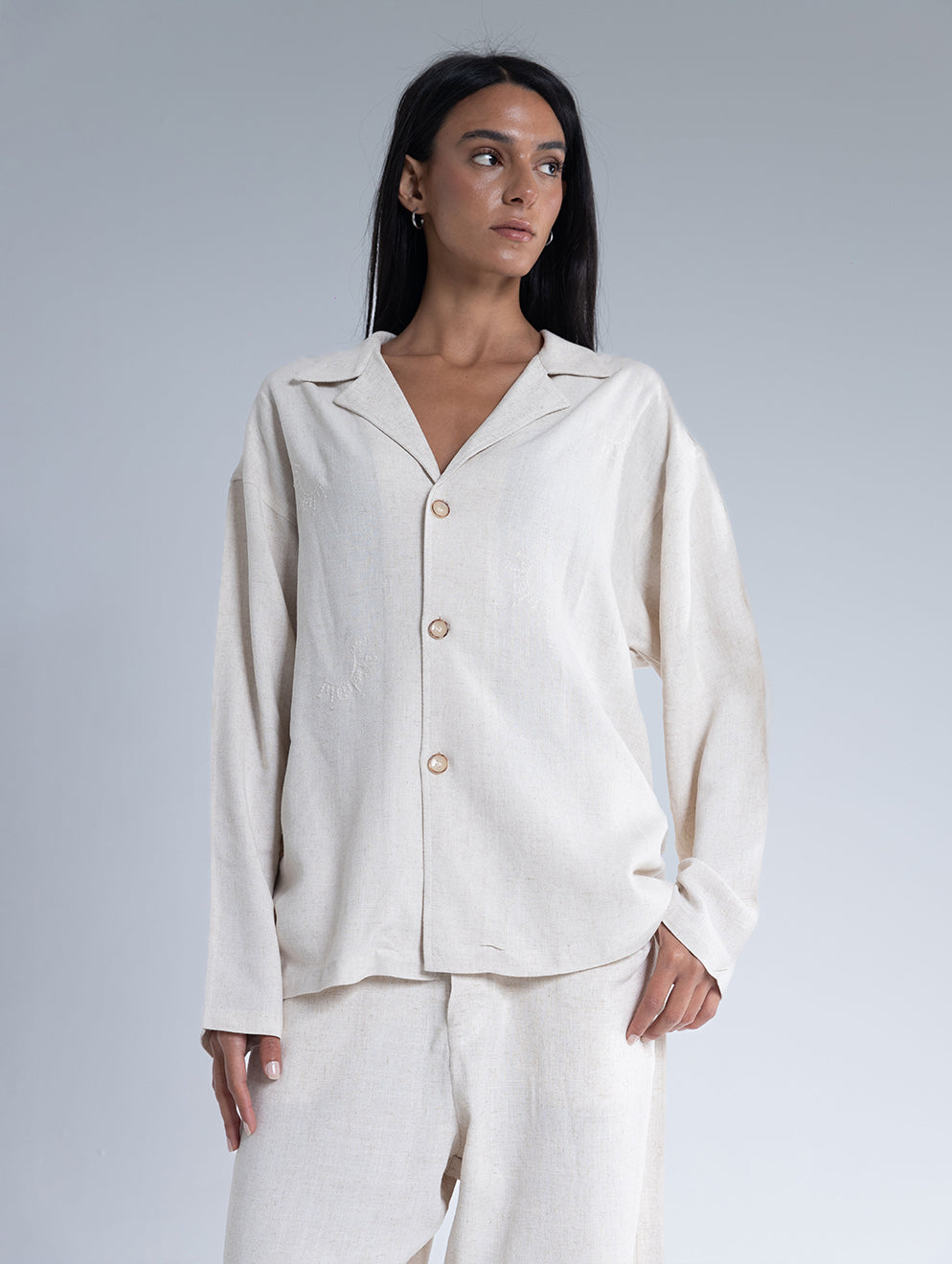 SOL Stitch Linen Shirt in Sand