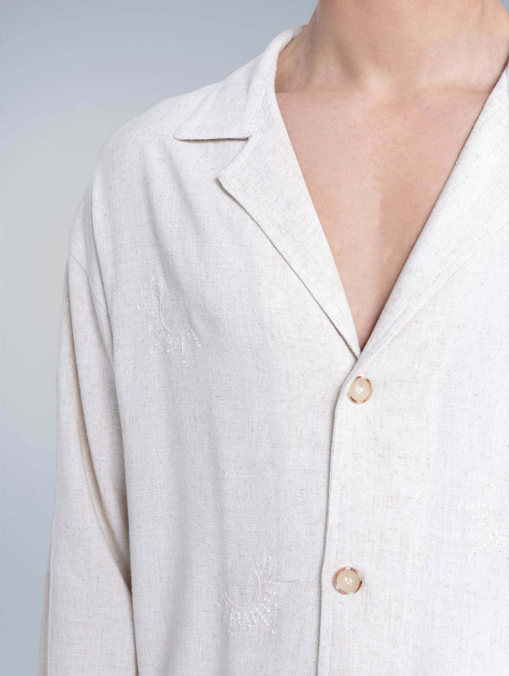 SOL Stitch Linen Shirt in Sand