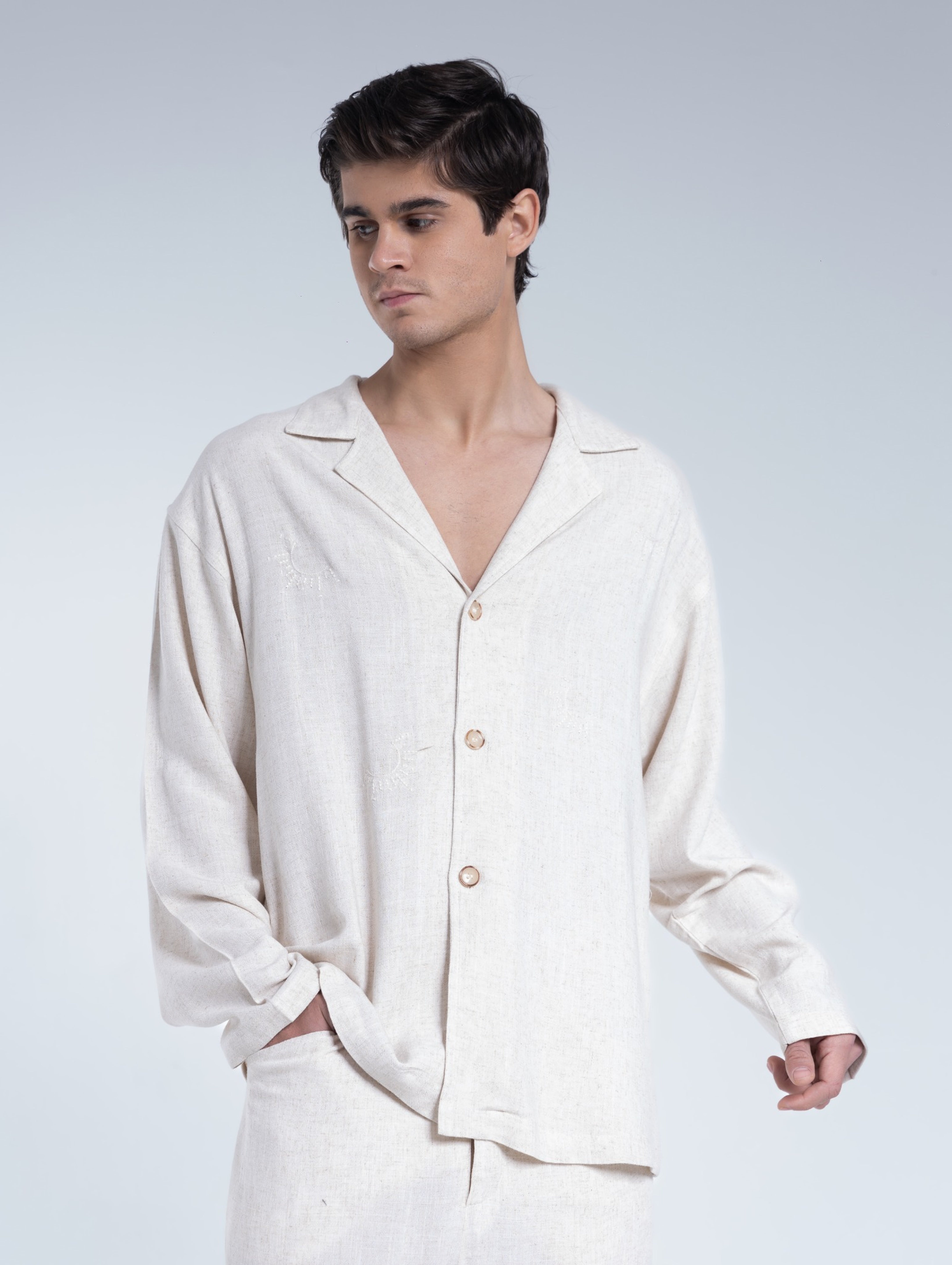 SOL Stitch Linen Shirt in Sand