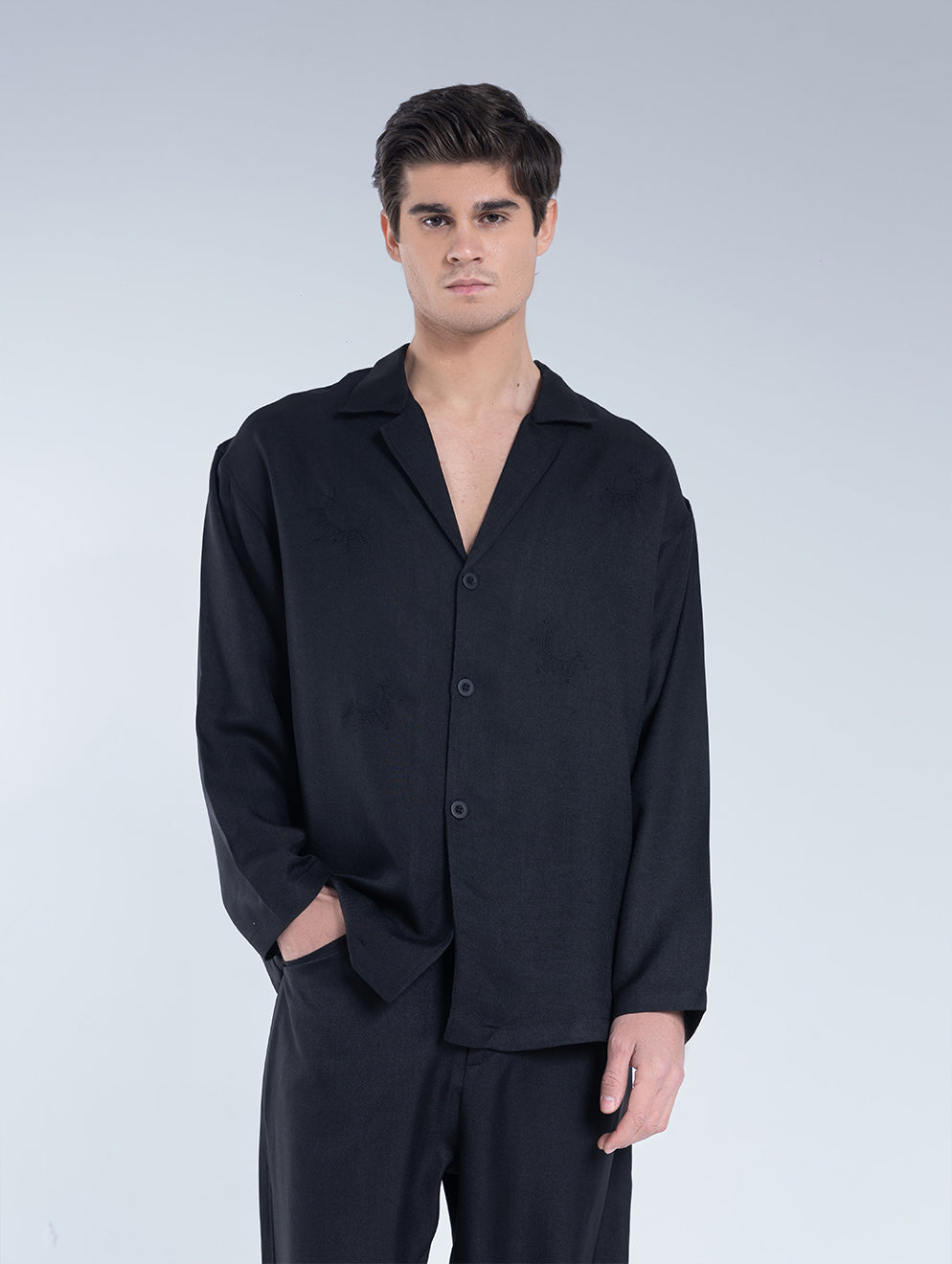 SOL Stitch Linen Shirt in Onyx